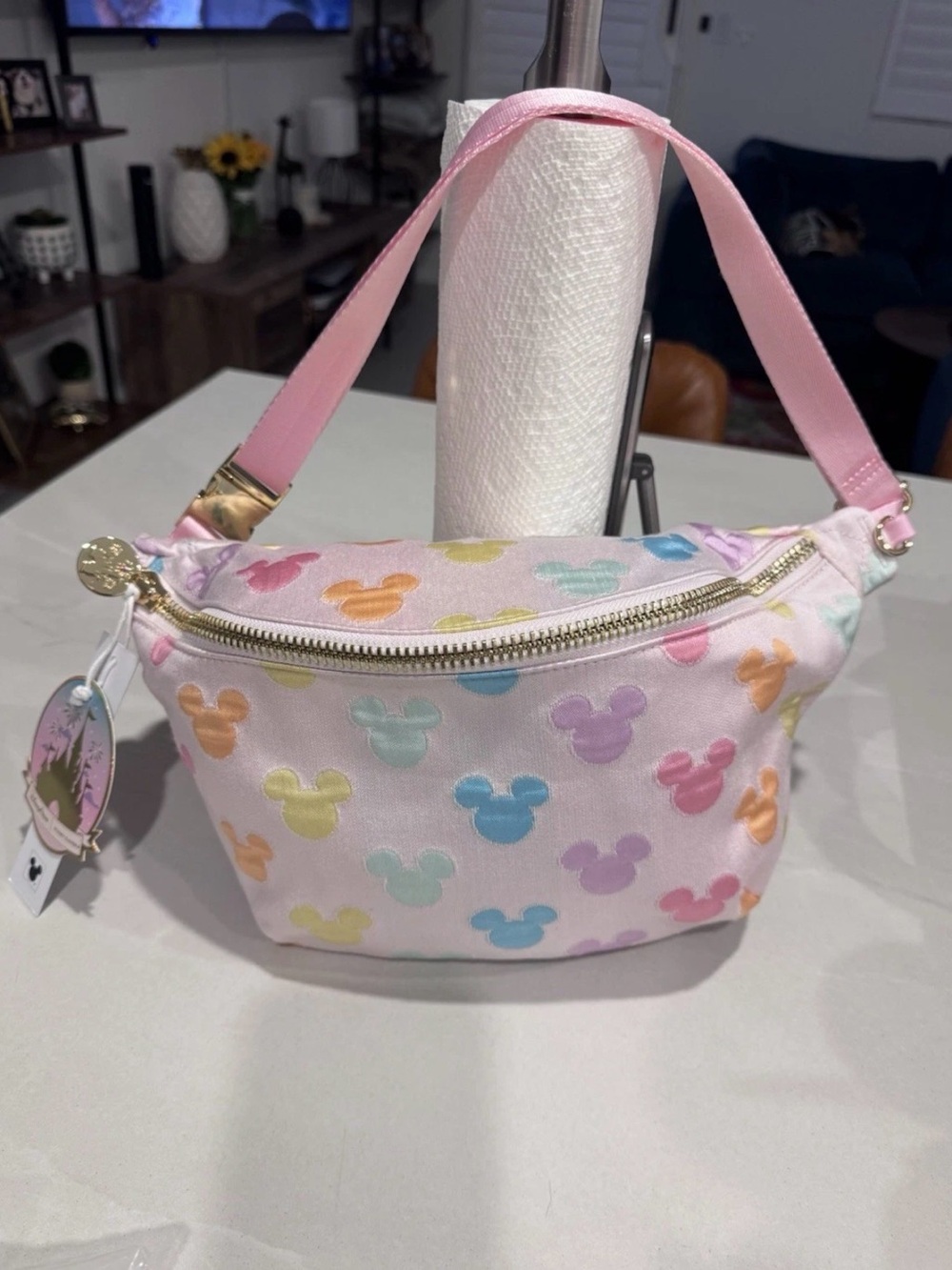 Disney Pastel Multicolor Mickey Crossbody Bag in Pink